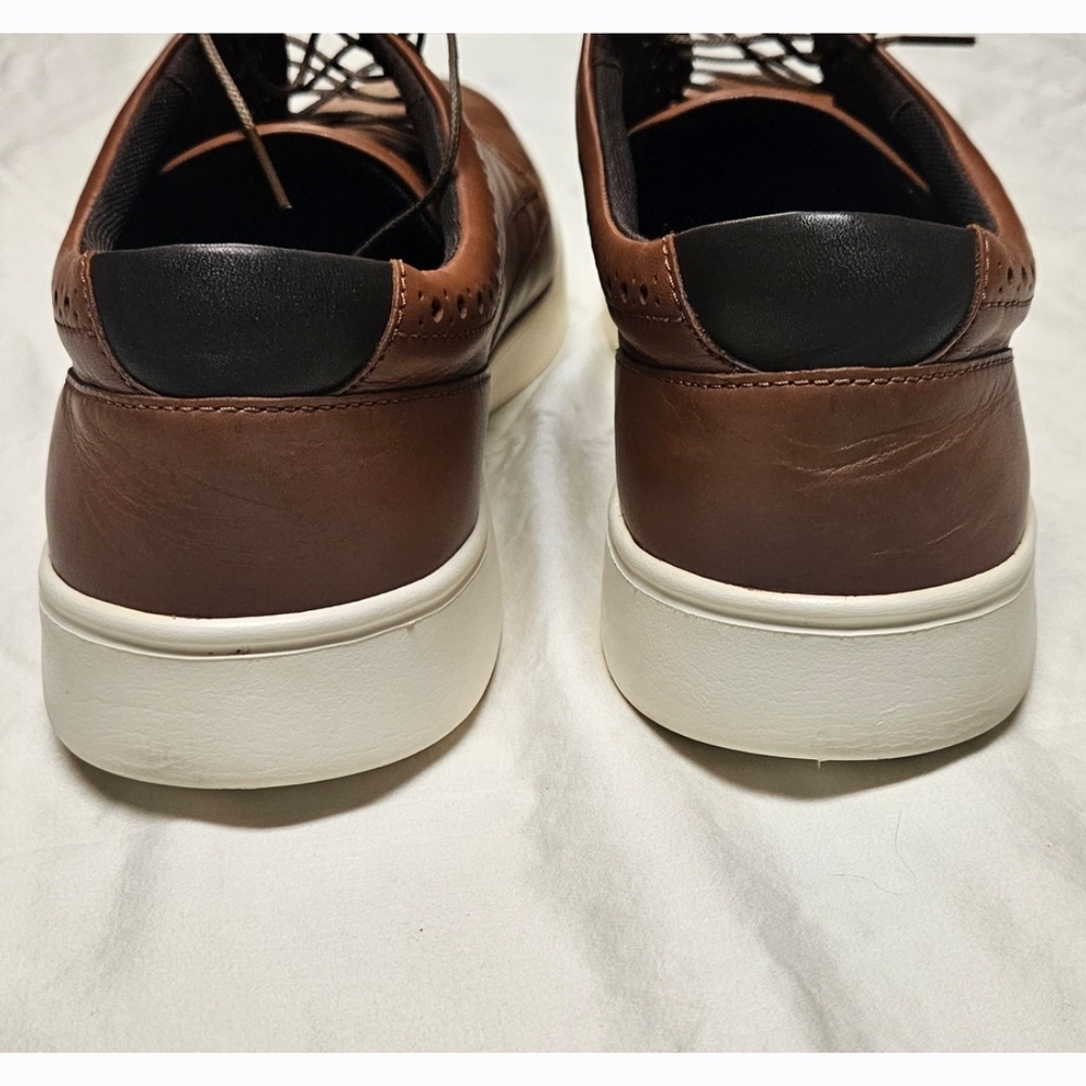 Cole Haan Brown Leather Wingtip Slip-On Sneakers with White Sole - Picture 6 of 6